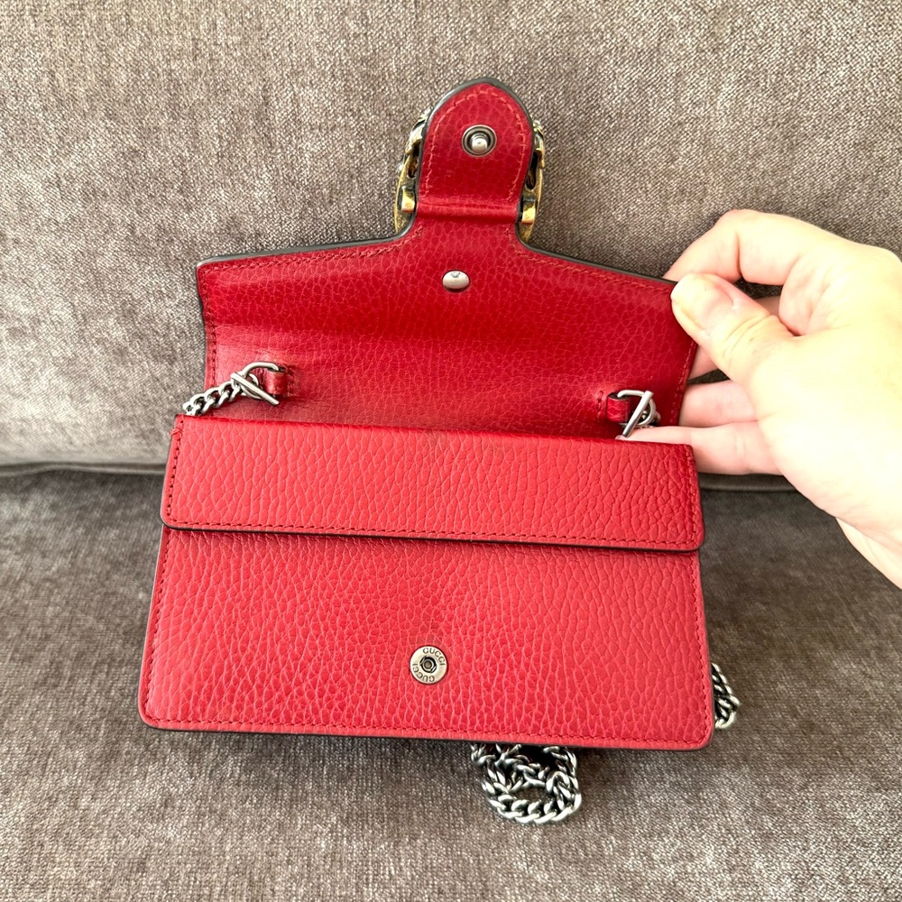 Authentic Gucci Dionysus Mini bag red leather crossbody silver chain - Picture 8 of 14